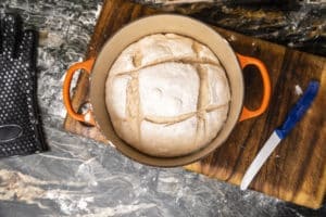 Brotteig fertig in der Schuessel