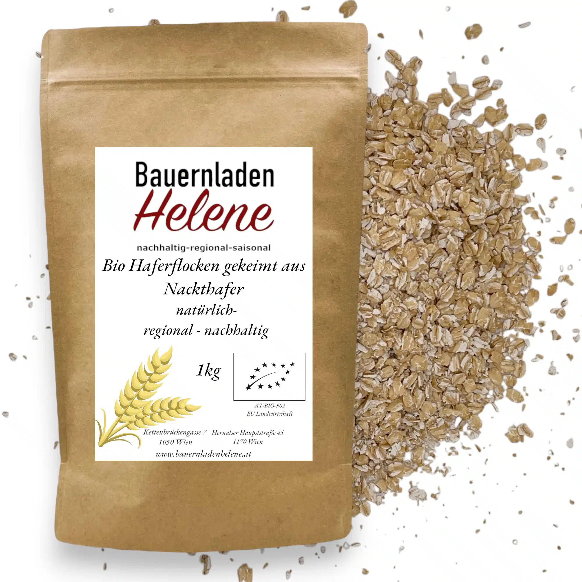 Bauernladenhelene – Bio gekeimte Haferflocken aus Nackthafer, 1kg
