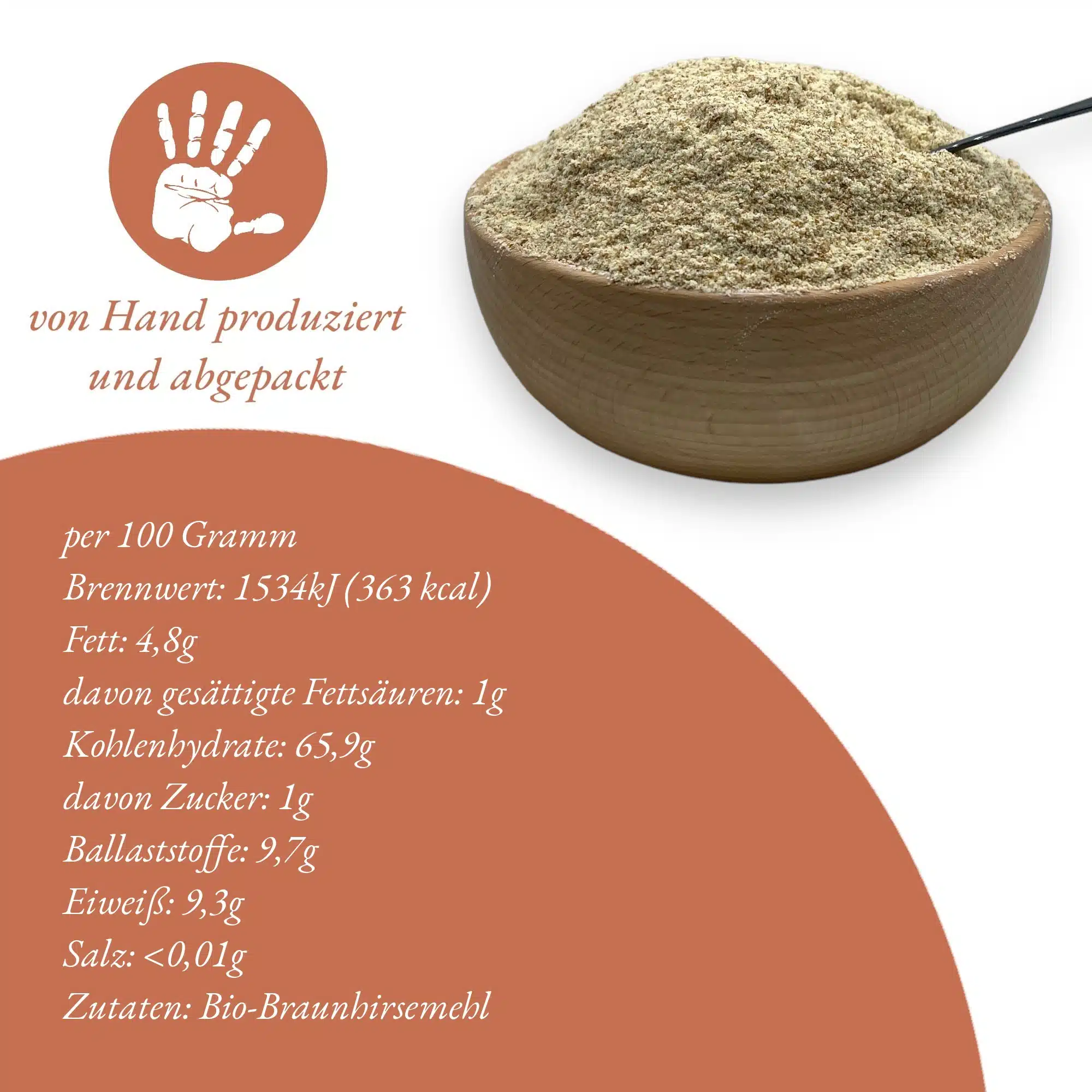 Bio Braunhirsemehl, 1kg – Nährwerte je 100 g