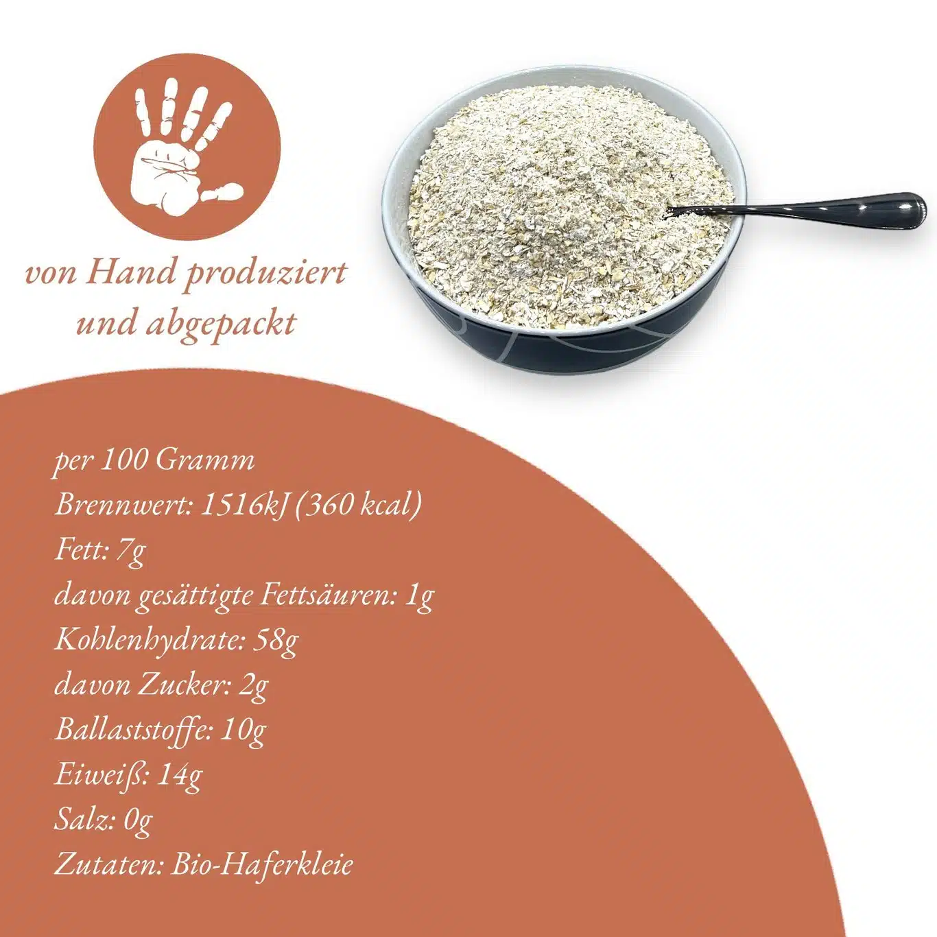 Bio Haferkleie, 2kg – Nährwerte je 100 g