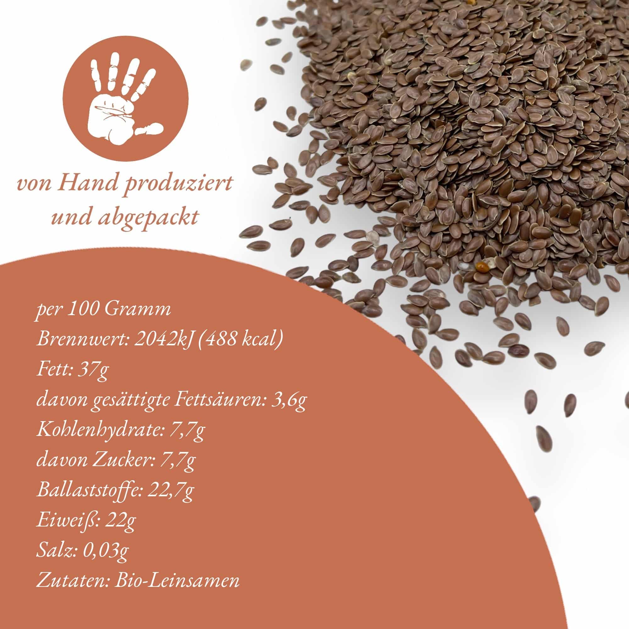Bio Leinsamen, 500g – Nährwerte je 100 g