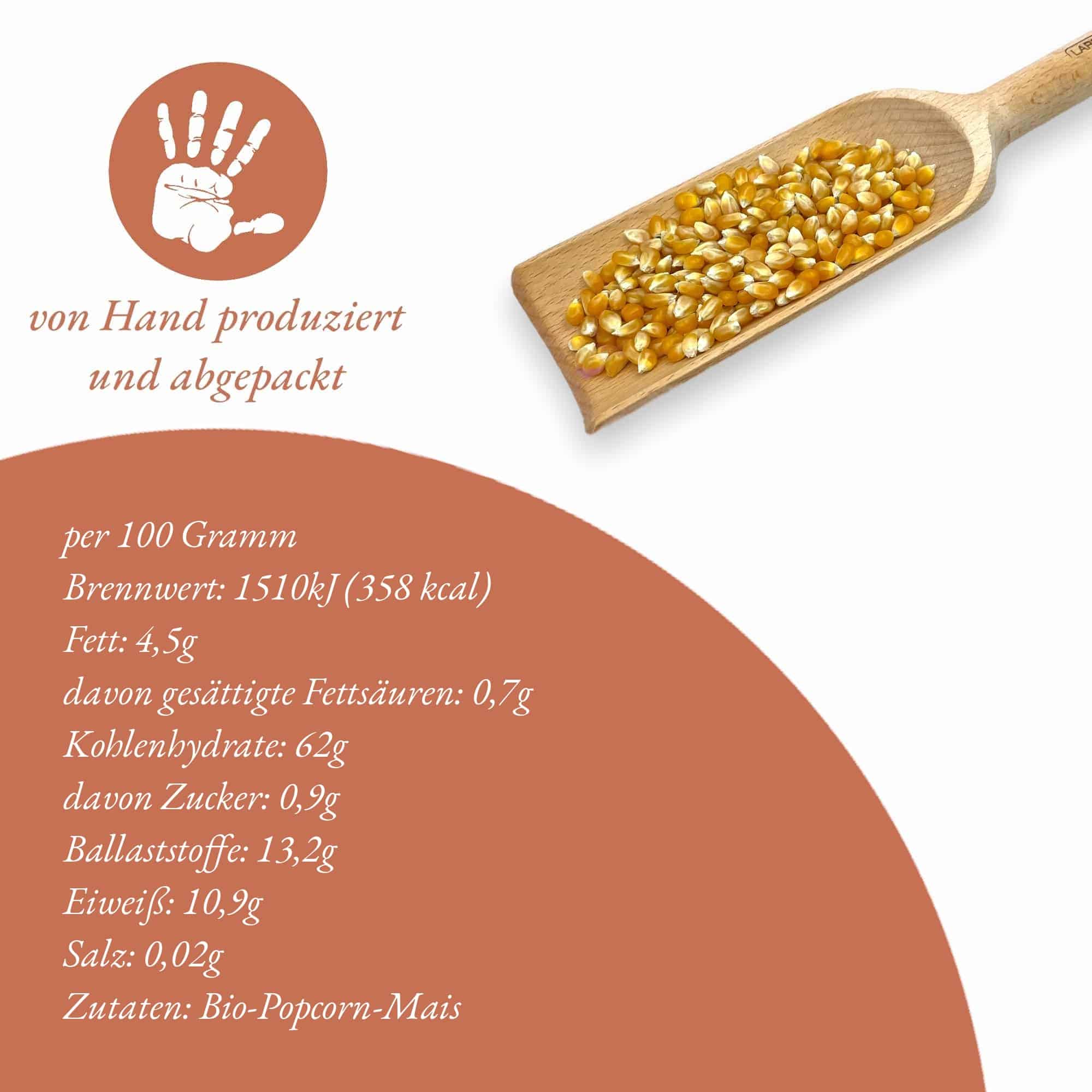 Bio Popcorn-Mais – Nährwerte je 100 g