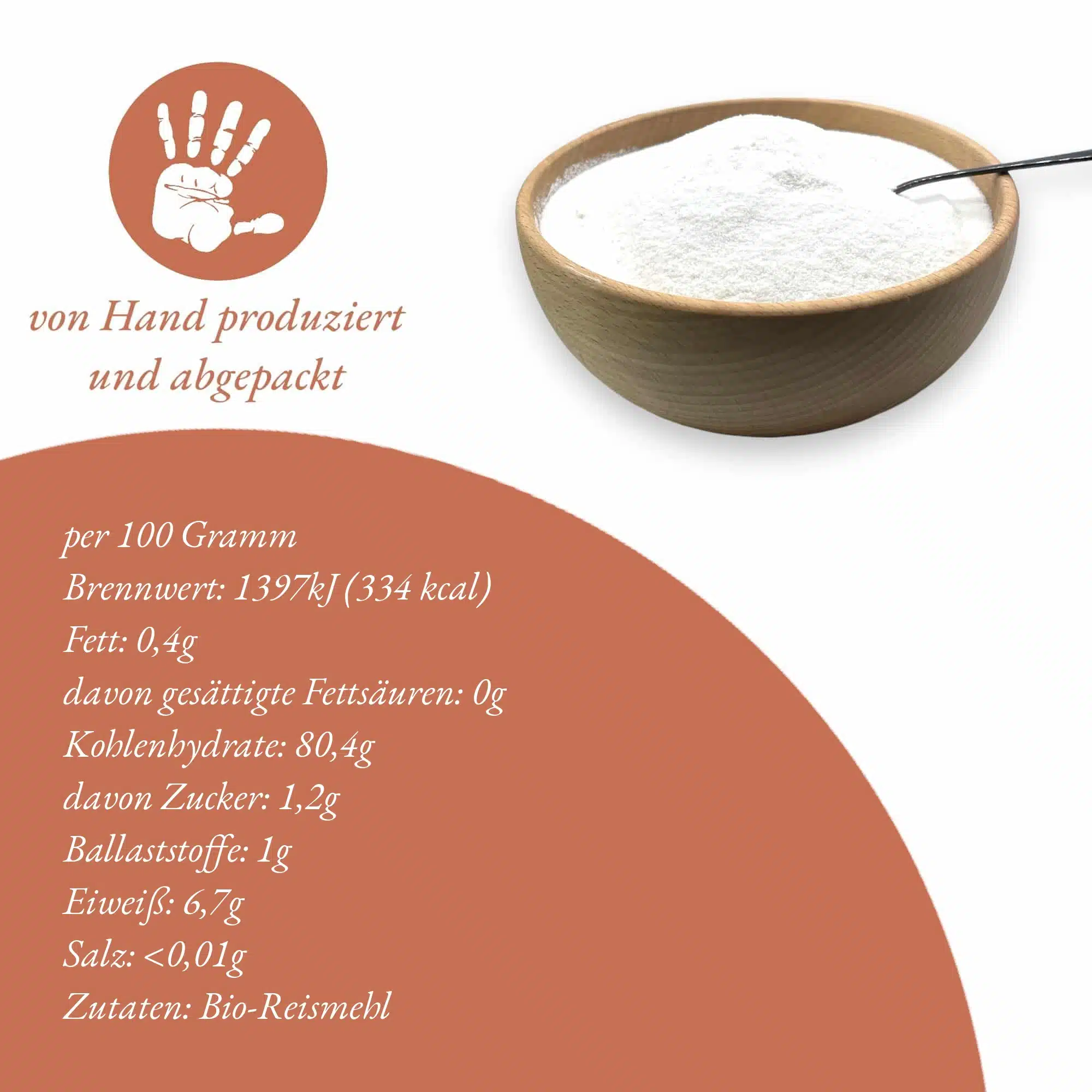 Bio Reis Mehl, 1kg – Nährwerte je 100 g