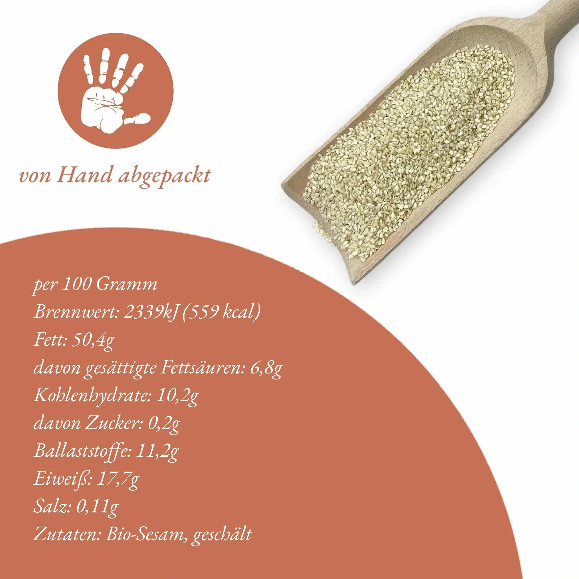 Bio Sesam geschält, 1kg – Nährwerte je 100 g