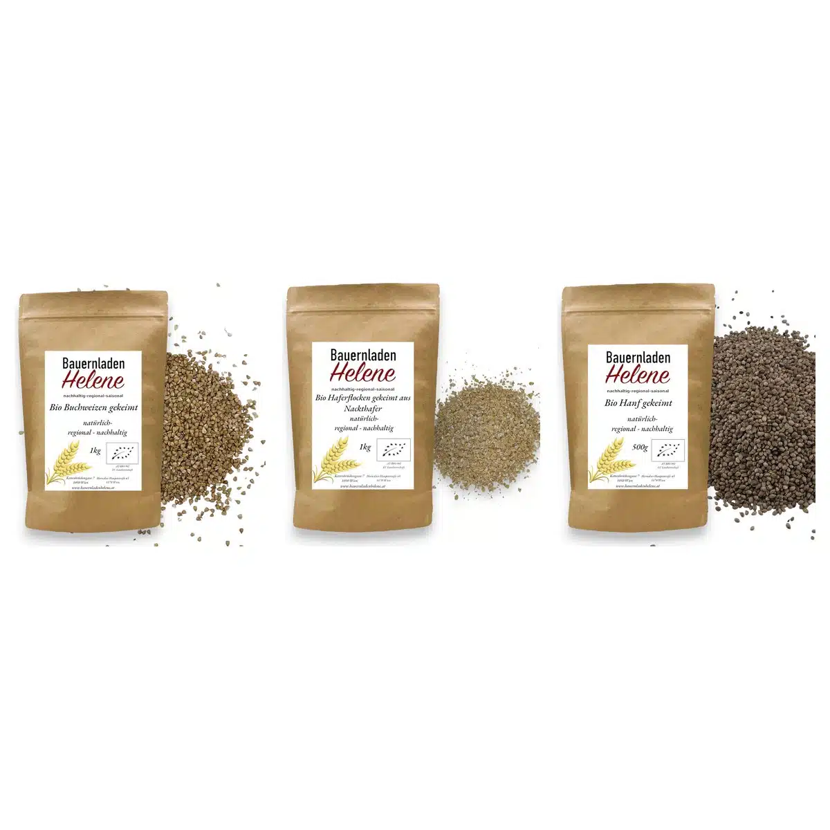Gekeimt-Trio – Buchweizen, Haferflocken & Hanf – Bauernladenhelene